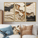 Beige And Brown African River Collage - 3-Piece Canvas Wall Art