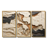Beige And Brown African River Collage - 3-Piece Canvas Wall Art