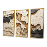 Beige And Brown African River Collage - 3-Piece Canvas Wall Art