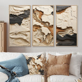 Beige And Brown African River Collage - 3-Piece Canvas Wall Art