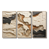 Beige And Brown African River Collage - 3-Piece Canvas Wall Art