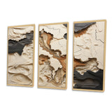 Beige And Brown African River Collage - 3-Piece Canvas Wall Art
