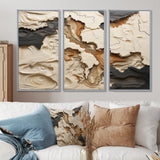 Beige And Brown African River Collage - 3-Piece Canvas Wall Art