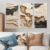 Beige And Brown African River Collage - 3-Piece Canvas Wall Art