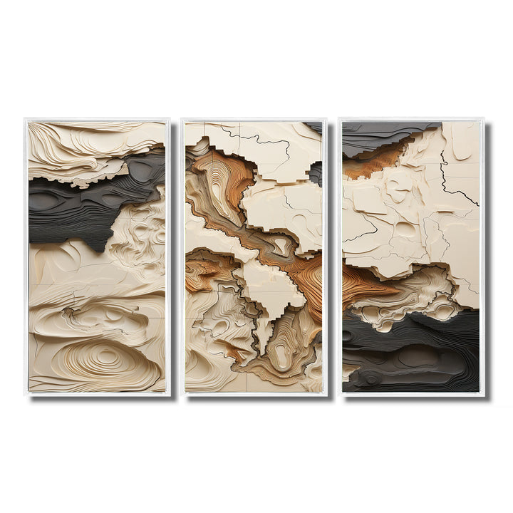 Beige And Brown African River Collage - 3-Piece Canvas Wall Art