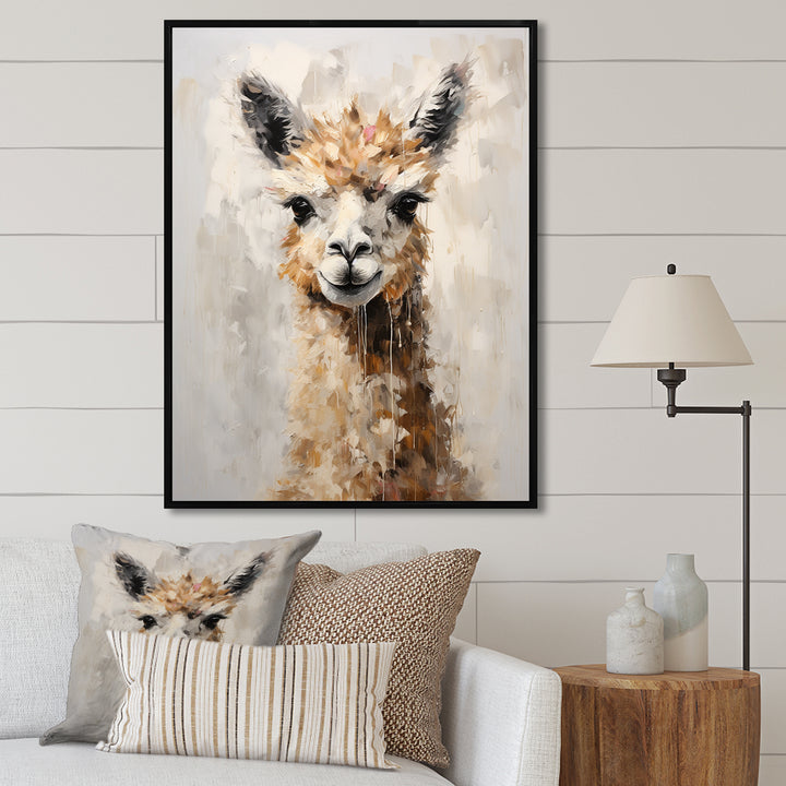 Minimalism Alpaca Grunge - Alpaca Wall Art Prints