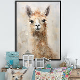 Minimalism Grunge Alpaca Portrait - Beige Alpaca Wall Art