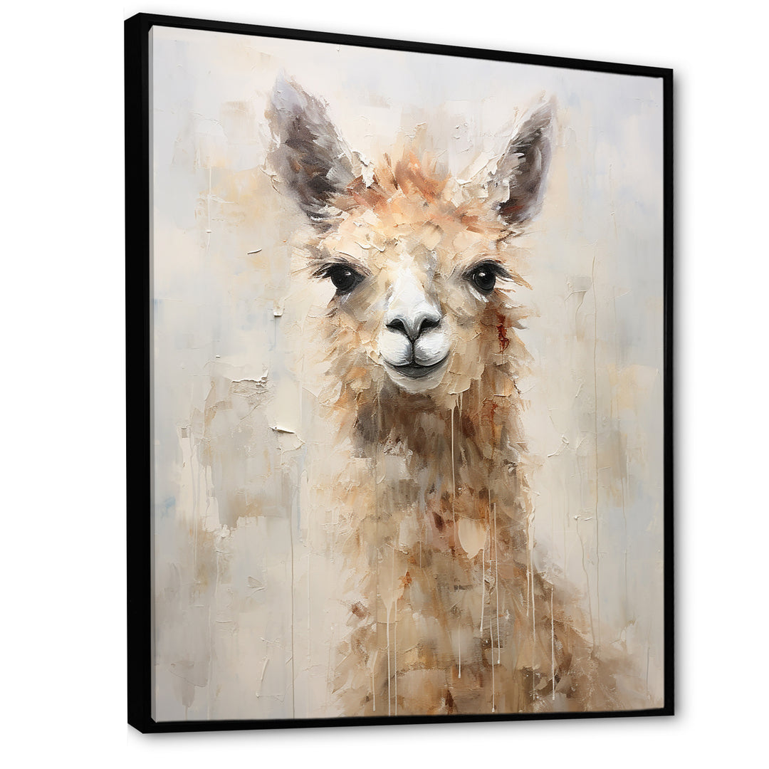 Minimalism Grunge Alpaca Portrait - Beige Alpaca Wall Art