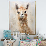 Minimalism Grunge Alpaca Portrait - Beige Alpaca Wall Art