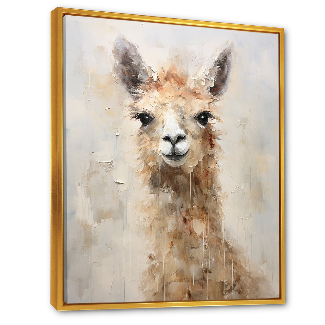 Minimalism Grunge Alpaca Portrait - Beige Alpaca Wall Art