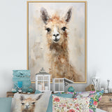 Minimalism Grunge Alpaca Portrait - Beige Alpaca Wall Art