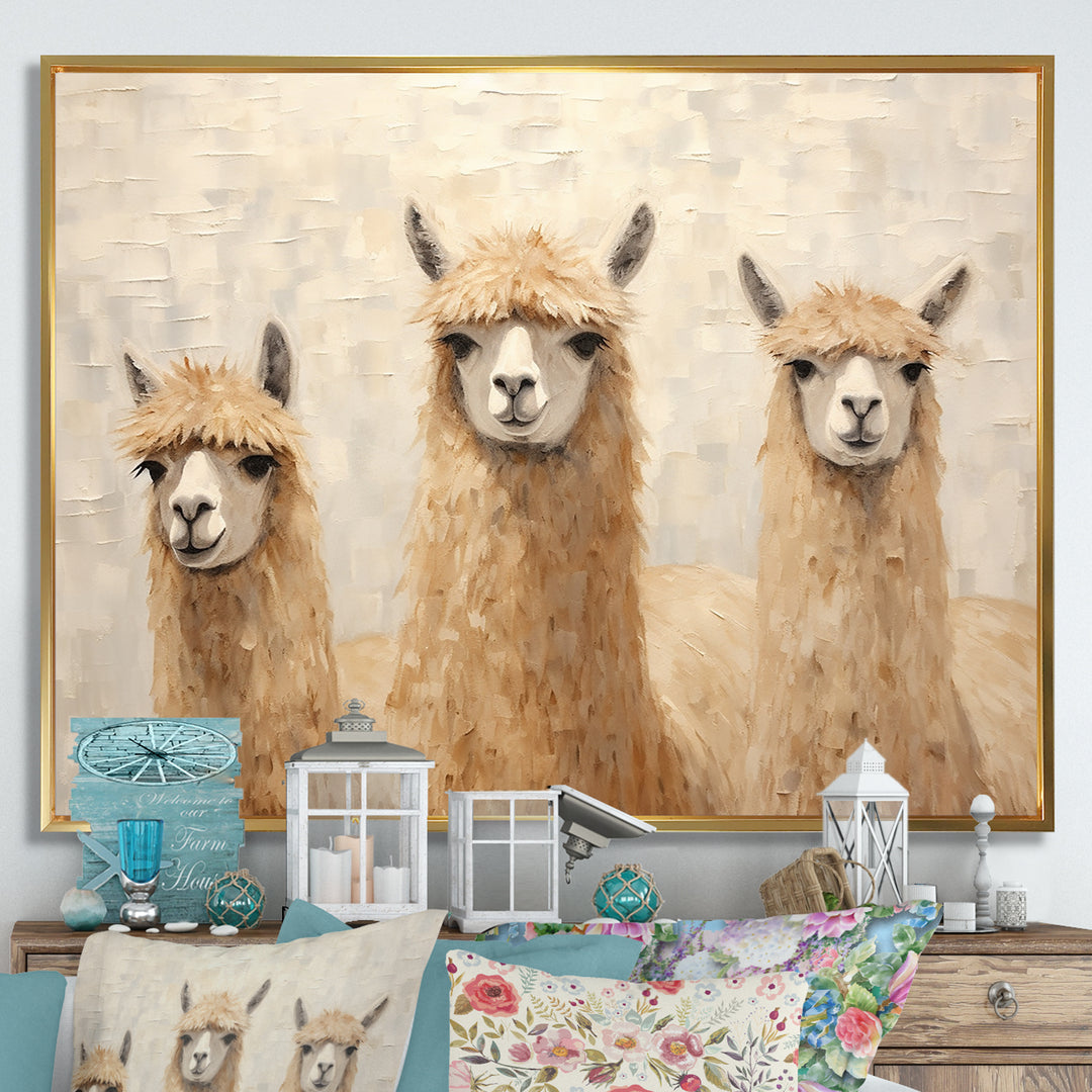 Minimalism Cute Alpacas - Alpaca Canvas Wall Art