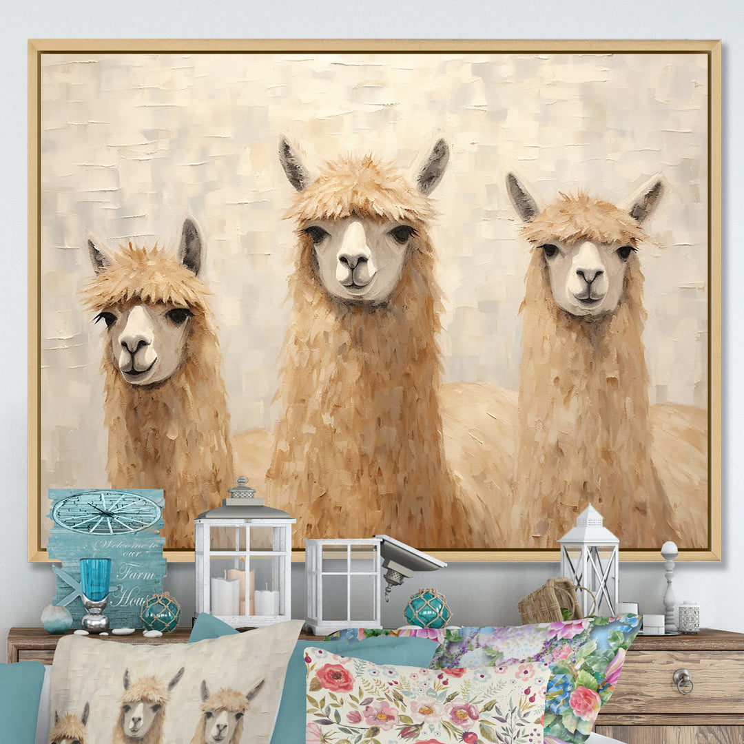 Minimalism Cute Alpacas - Alpaca Canvas Wall Art
