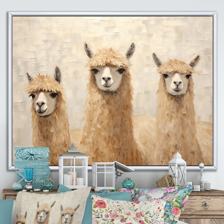 Minimalism Cute Alpacas - Alpaca Canvas Wall Art