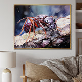 Enchanted Microcosm Amethyst Ant - Ant Framed Canvas Art