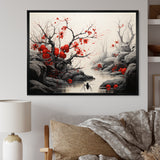 Flamenco Foragers Red Floral - Ant Living Room Wall Art