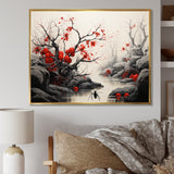 Flamenco Foragers Red Floral - Ant Living Room Wall Art
