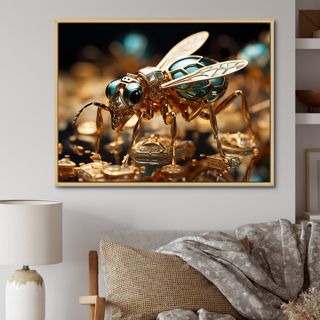 Gilded Expedition Gold Ant - Ant Canvas Wall Art