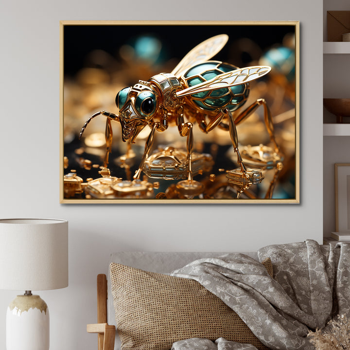 Gilded Expedition Gold Ant - Ant Canvas Wall Art