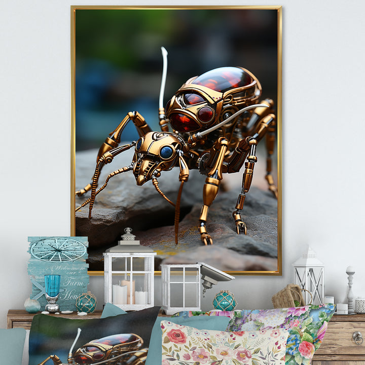 Metallic Worker Bronze Ant - Gold Ant Wall Art
