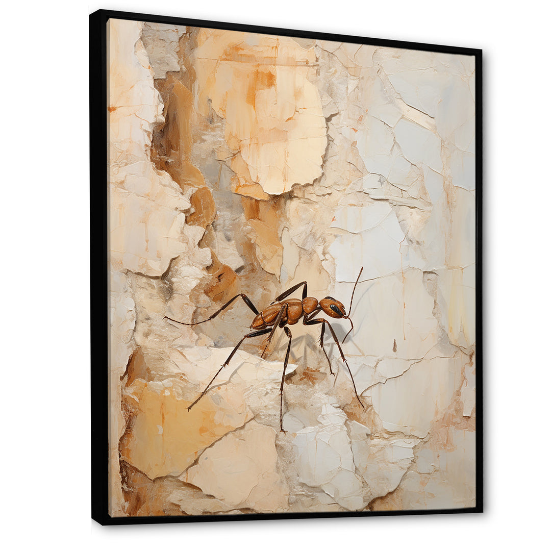 Minimalism Ant Beige Collage - Ant Framed Canvas Art