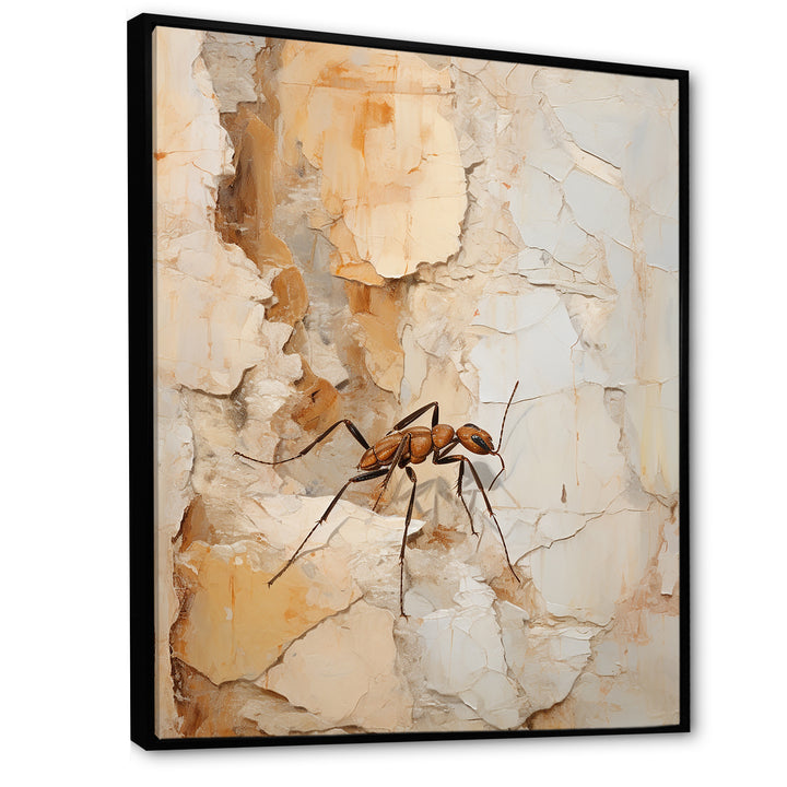 Minimalism Ant Beige Collage - Ant Framed Canvas Art