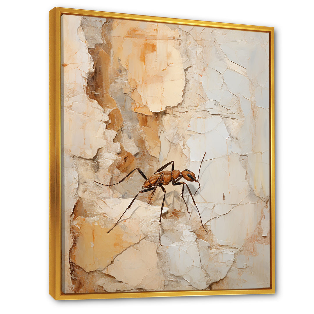Minimalism Ant Beige Collage - Ant Framed Canvas Art