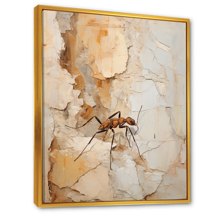 Minimalism Ant Beige Collage - Ant Framed Canvas Art