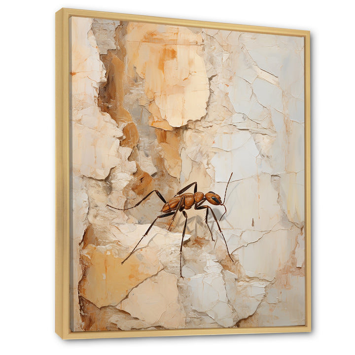 Minimalism Ant Beige Collage - Ant Framed Canvas Art