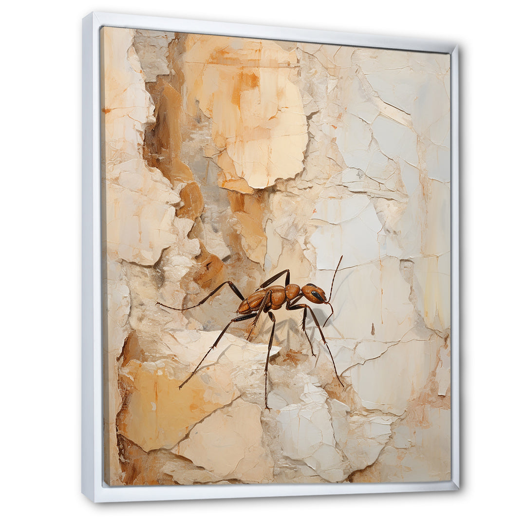 Minimalism Ant Beige Collage - Ant Framed Canvas Art