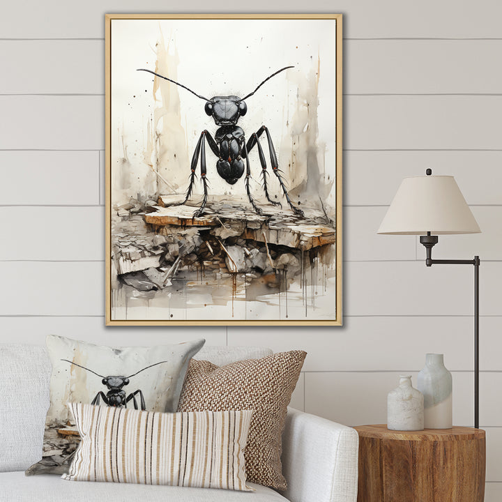 Minimalist March Charcoal Ant - Ant Home Decor Art