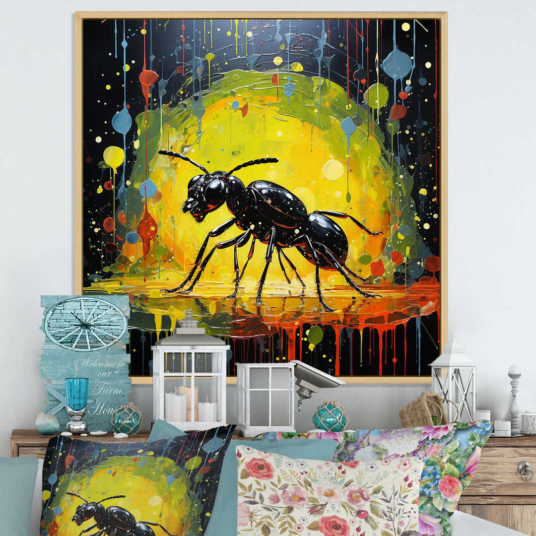 Neon Pioneers Black Ant - Ant Canvas Wall Art
