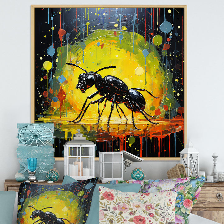 Neon Pioneers Black Ant - Ant Canvas Wall Art