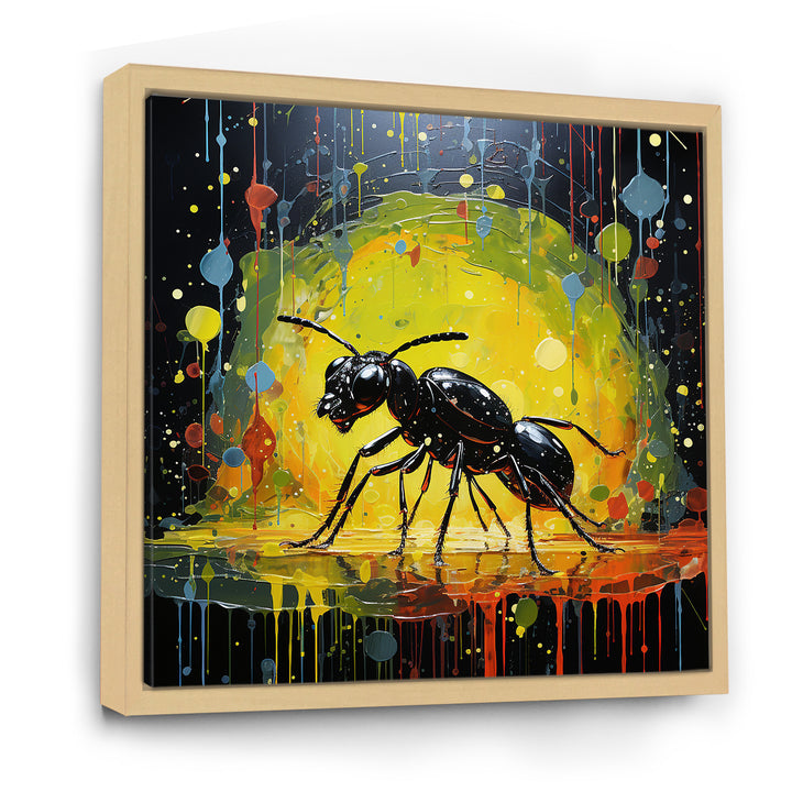 Neon Pioneers Black Ant - Ant Canvas Wall Art