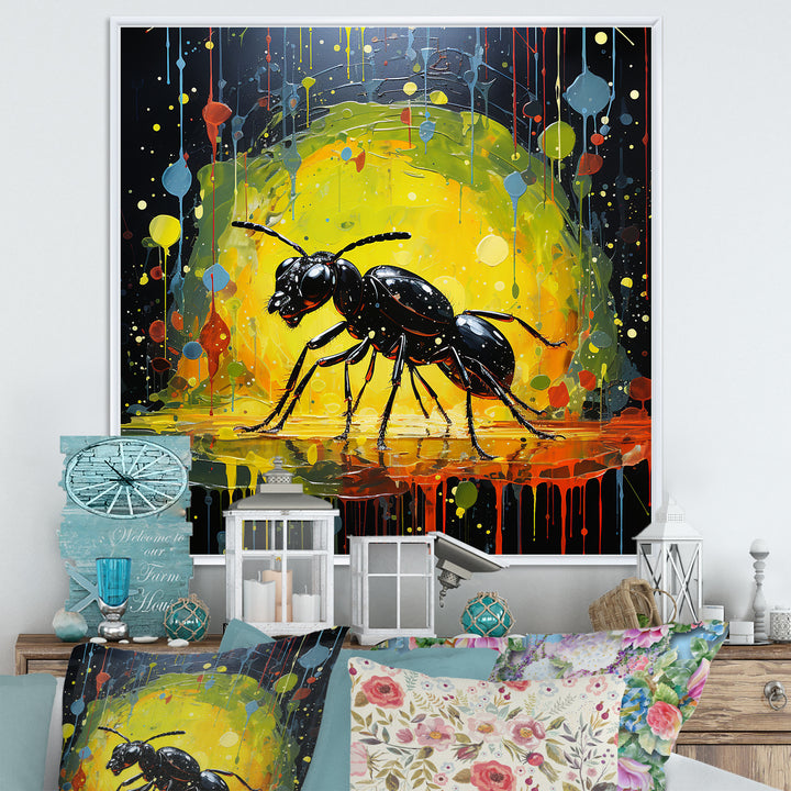 Neon Pioneers Black Ant - Ant Canvas Wall Art