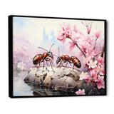 Pastel Gatherers Red Ants Pink Blossoms - Ant Wall Art Prints