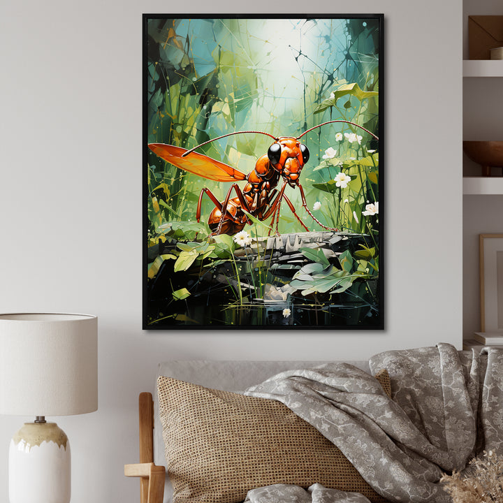 Verdant Explorer Red Ant - Ant Large Canvas Wall Art