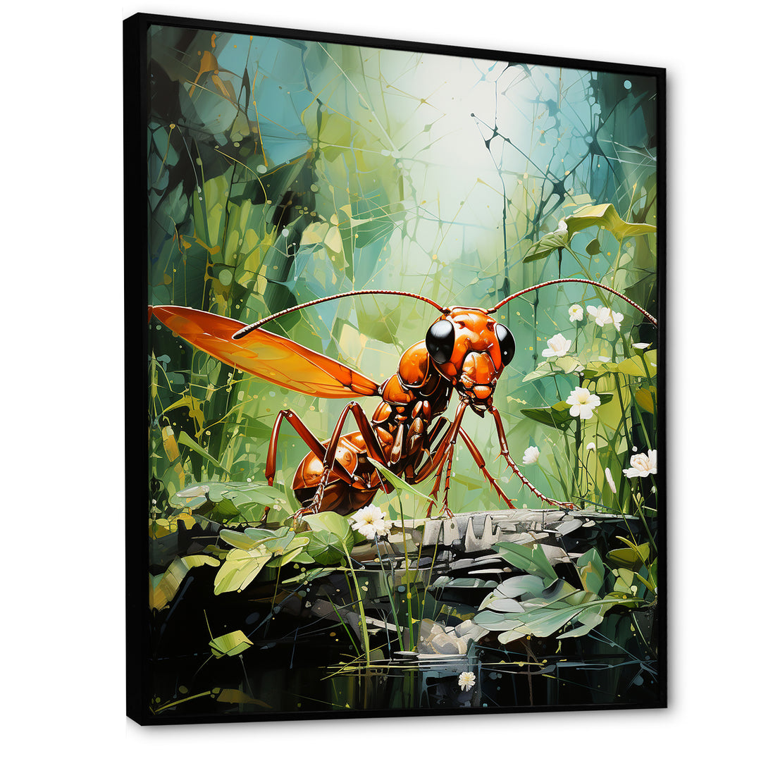 Verdant Explorer Red Ant - Ant Large Canvas Wall Art