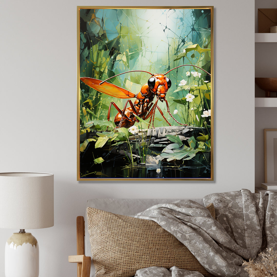 Verdant Explorer Red Ant - Ant Large Canvas Wall Art