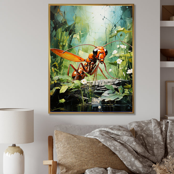 Verdant Explorer Red Ant - Ant Large Canvas Wall Art