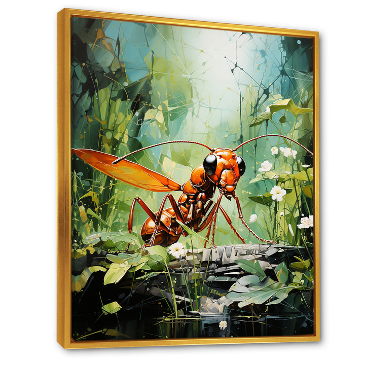 Verdant Explorer Red Ant - Ant Large Canvas Wall Art
