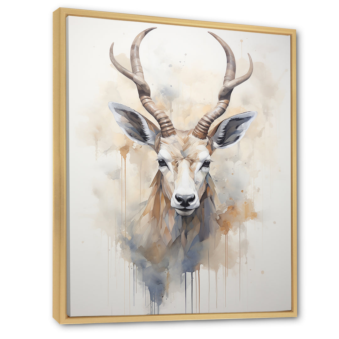 Minimalism Beige Antelope Ibex - Antelope Canvas Wall Art