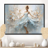 Blue Gold Minimalism Ballerina - Fashion Canvas Wall Art