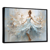 Blue Gold Minimalism Ballerina - Fashion Canvas Wall Art