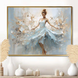 Blue Gold Minimalism Ballerina - Fashion Canvas Wall Art