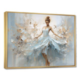 Blue Gold Minimalism Ballerina - Fashion Canvas Wall Art