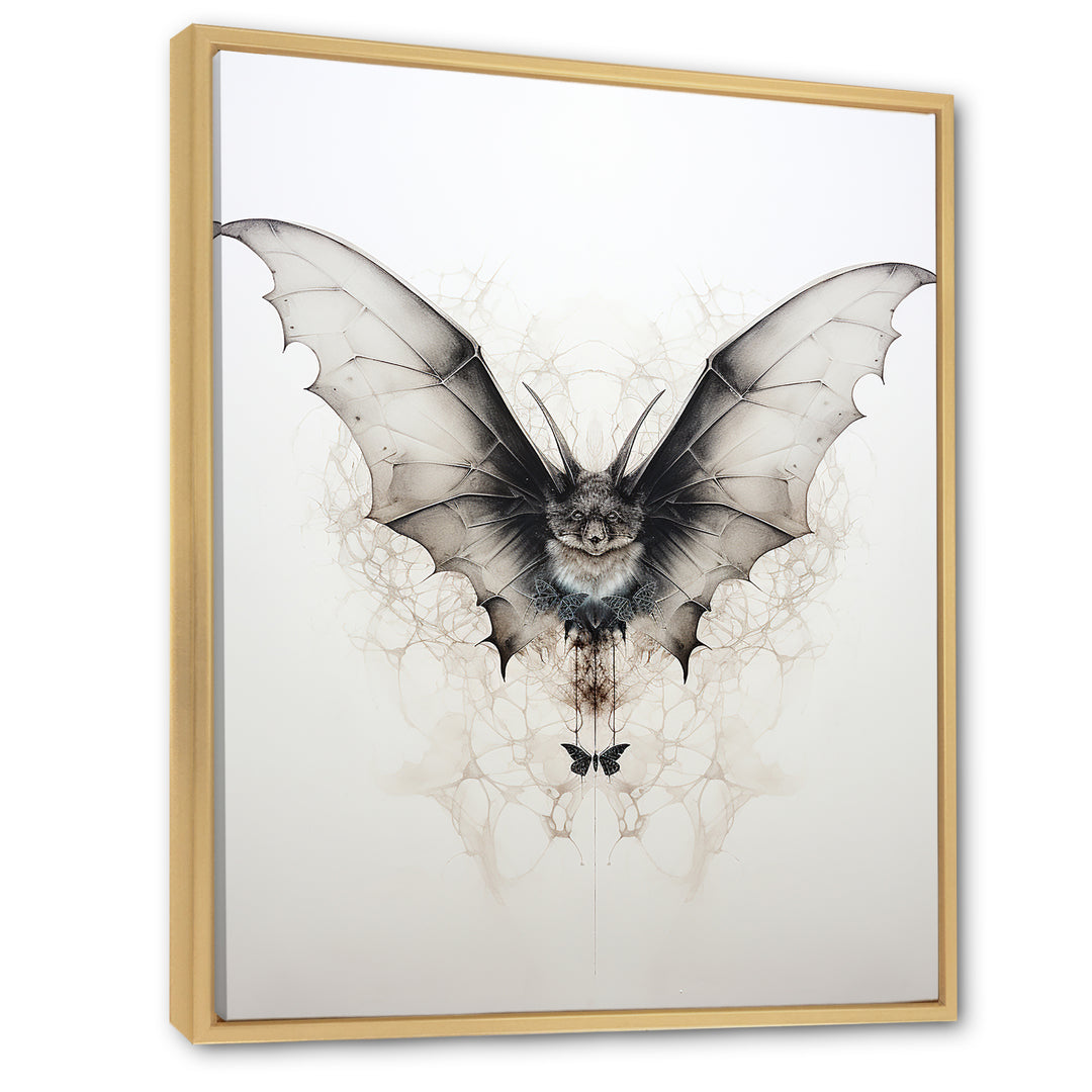Minimalism Black And White Bat - Black Bat Wall Art