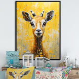 Popart Yellow Goat Portrait - Goat Large Canvas Wall Art