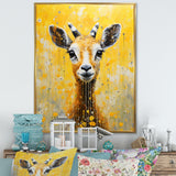 Popart Yellow Goat Portrait - Goat Large Canvas Wall Art