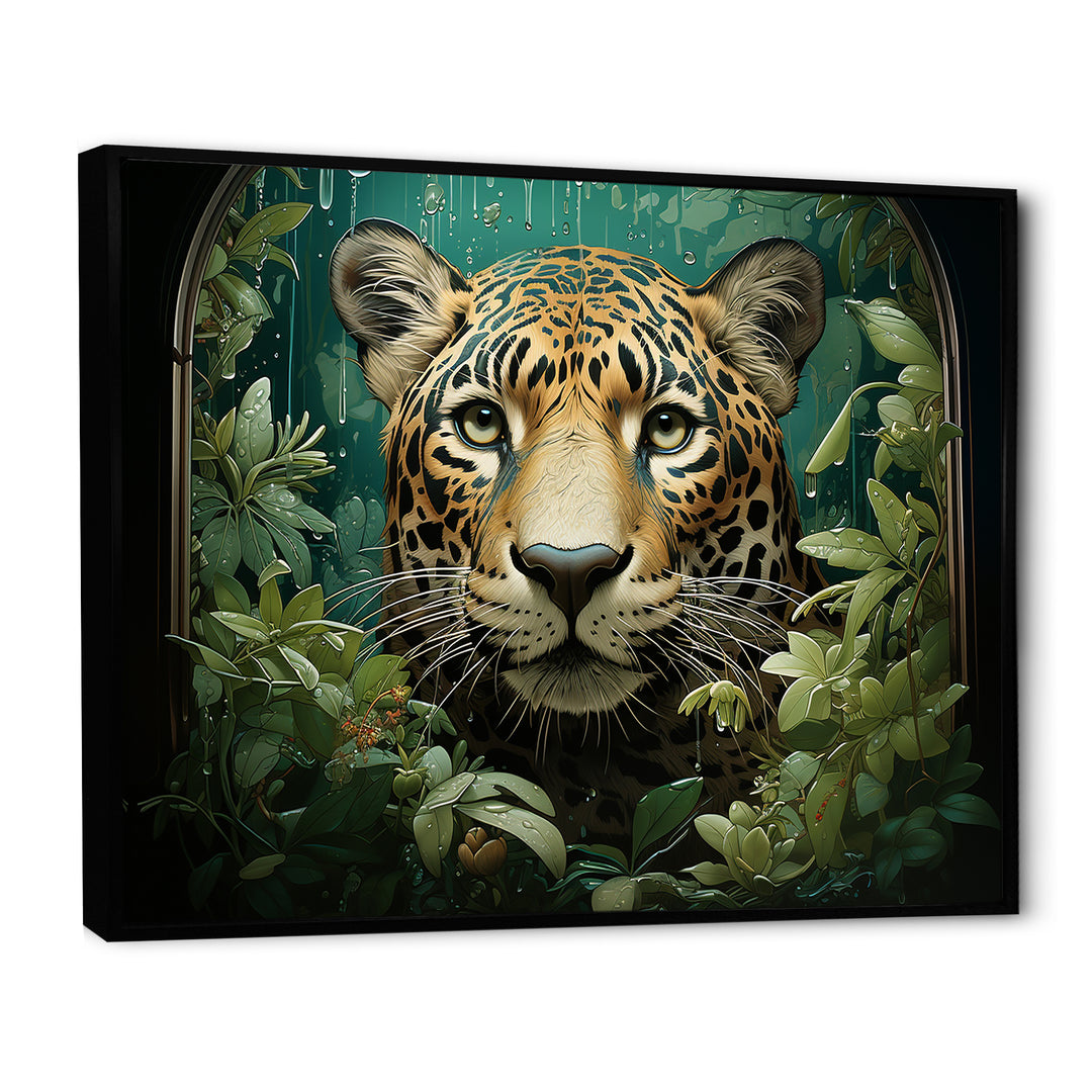Joyful Jaguar In Jungle - Leopard Bedroom Wall Art